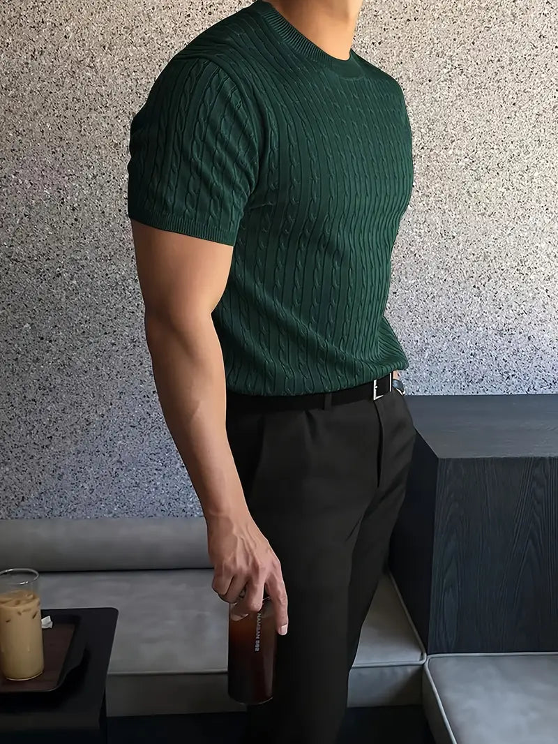 Kiril - Cable Knit Short Sleeve Crewneck Jumper