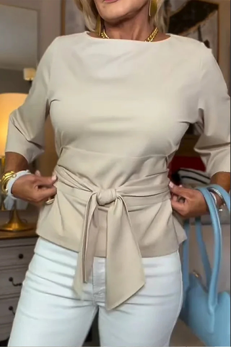 Shaniera | Tie Front Three Quarter Sleeve Top