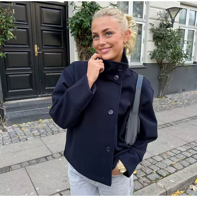 Georgina | Jacket Long Sleeve Stand Collar Button Front