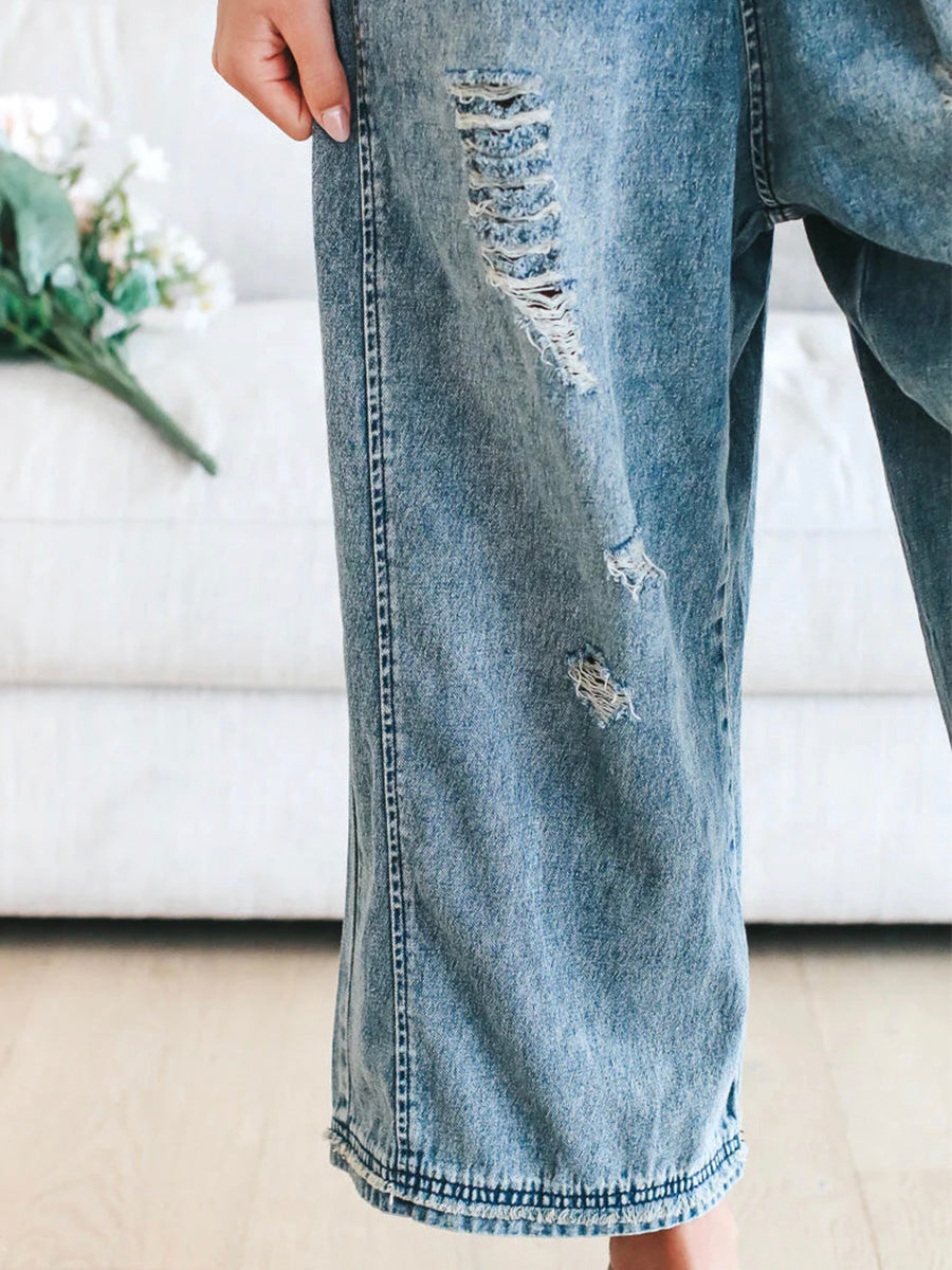 Clarice | Denim Overalls Loose Fit Distressed