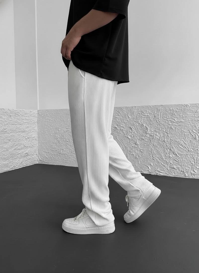 Eliezer | Ribbed Relaxed-Fit Drawstring Pants