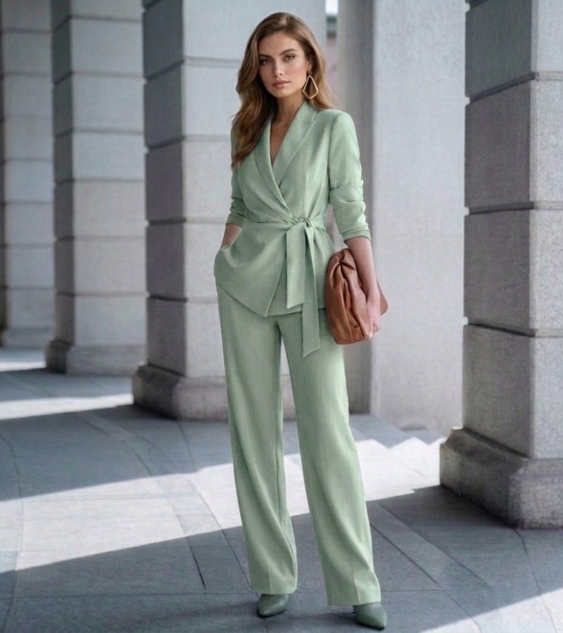 Asya | Wrap Blazer Pant Suit Set