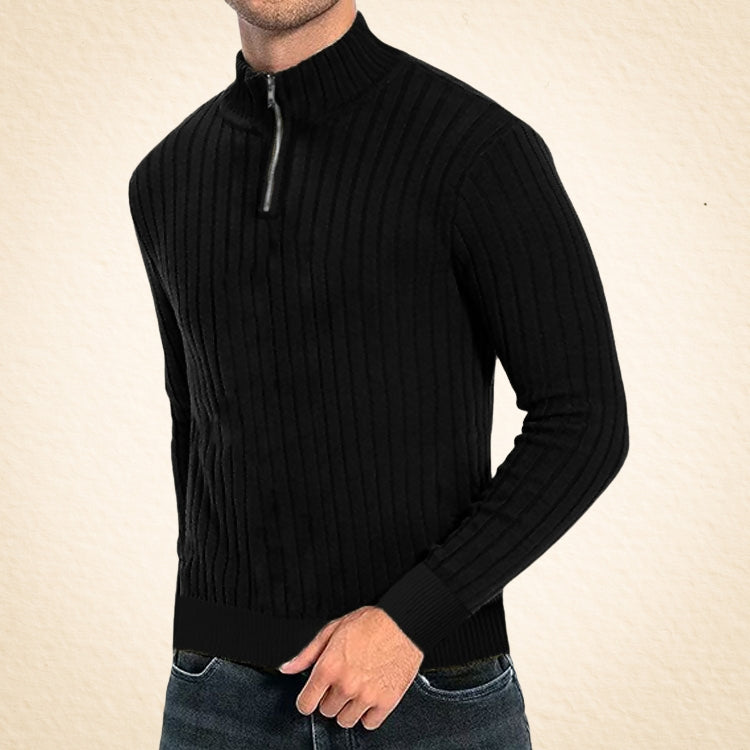 Zaccheo | Sweater Ribbed Knit Quarter Zip Turtleneck