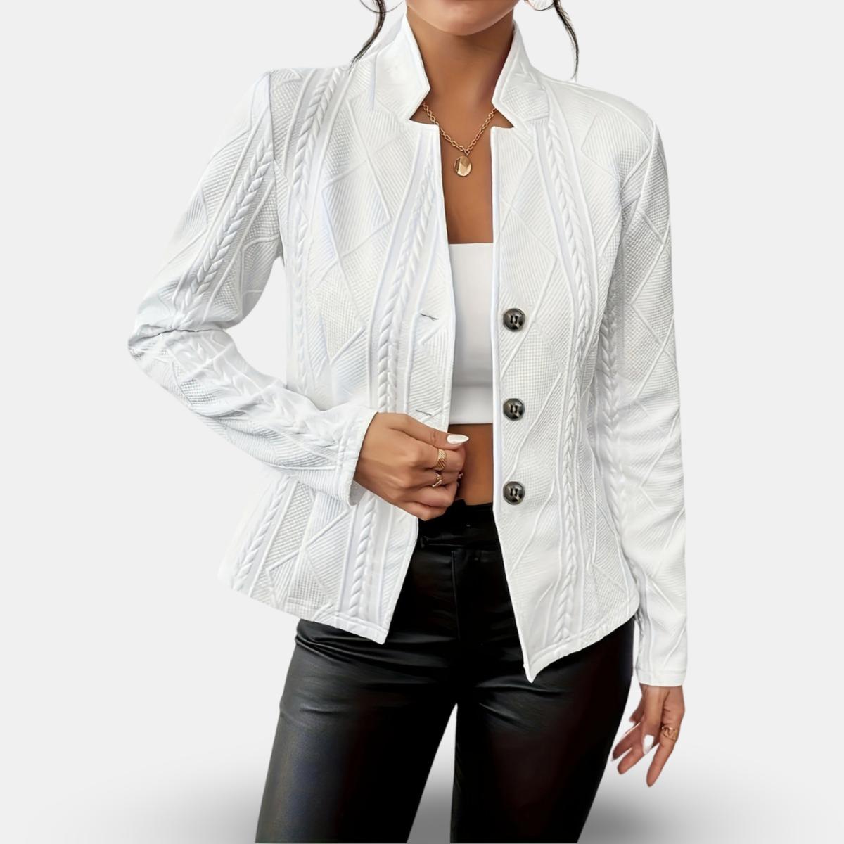 Lynn | Blazer Long Sleeve Textured Three-Button Tailored Fit