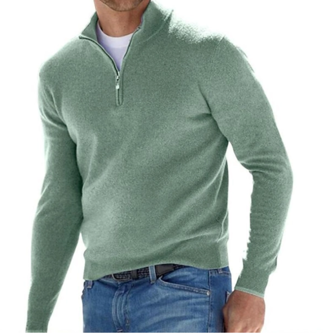 Robbert | Sweater With Quarter Zip and Stand Collar