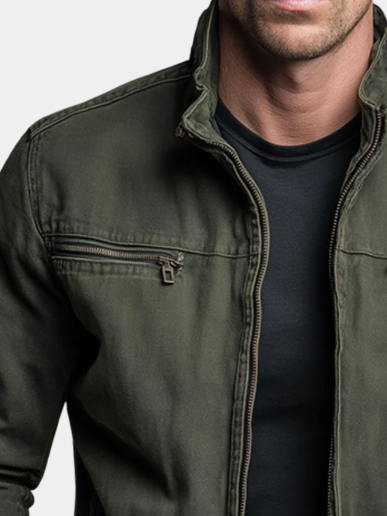 Jaume | Olive Zip Front Field Jacket