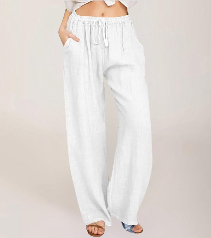 Maialen | Wide Leg Drawstring Linen Style Pants