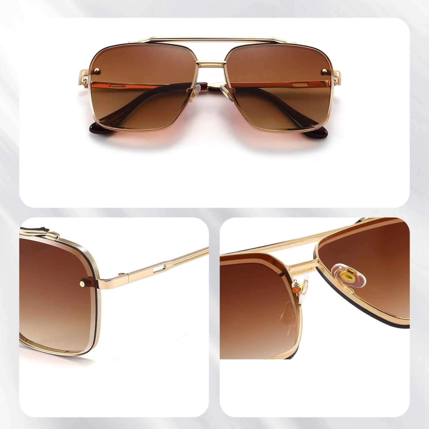 RayForge - Square Aviator Gradient Lens Metal Sunglasses