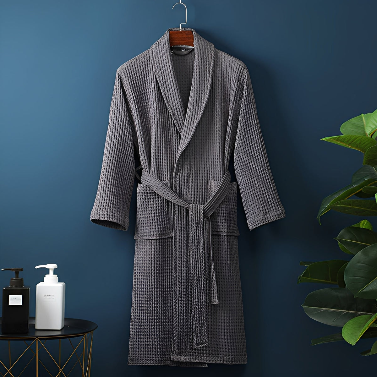 Nathan | Bathrobe With Waffle Texture and Tie Belt