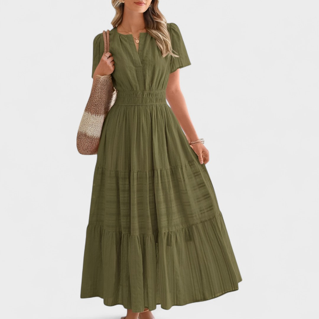 Maura | Short Sleeve Smocked Waist Maxi Dress