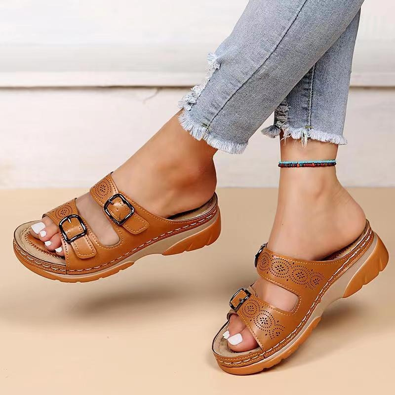 Solena | Double Buckle Open Toe Orthopedic Sandals