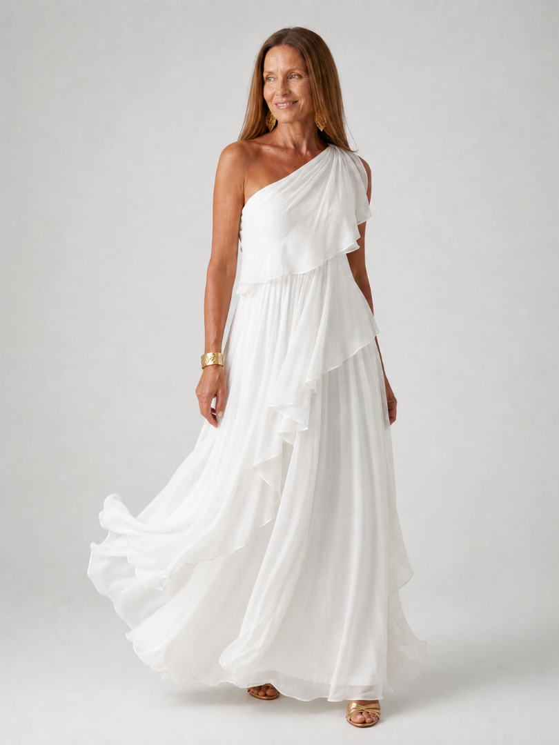Seyma | One Shoulder Ruffle Maxi Dress