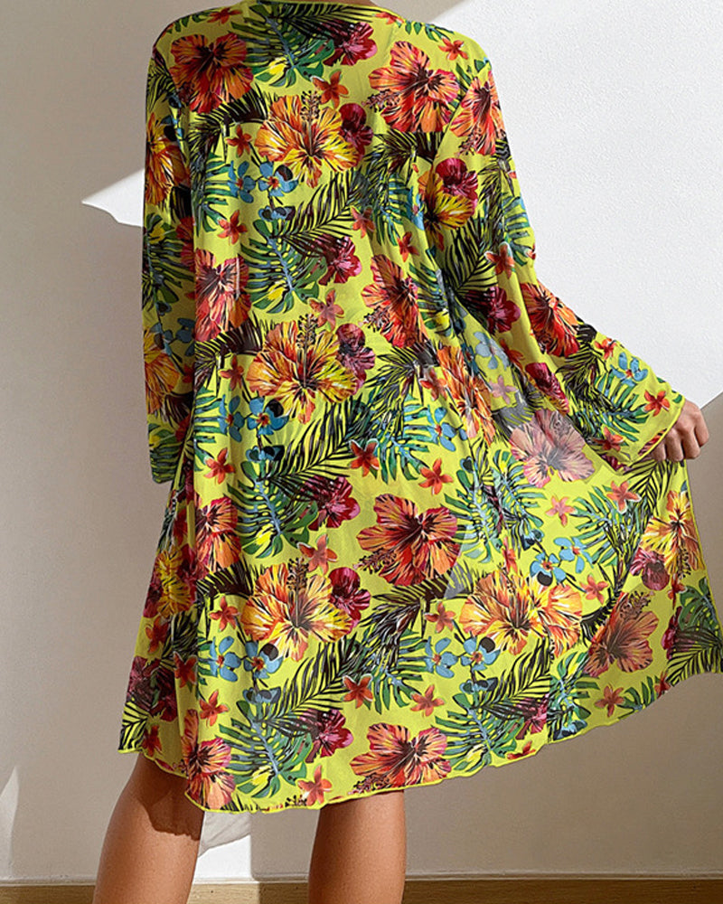 Vitoriya | Floral Print Three-Piece Bikini Set