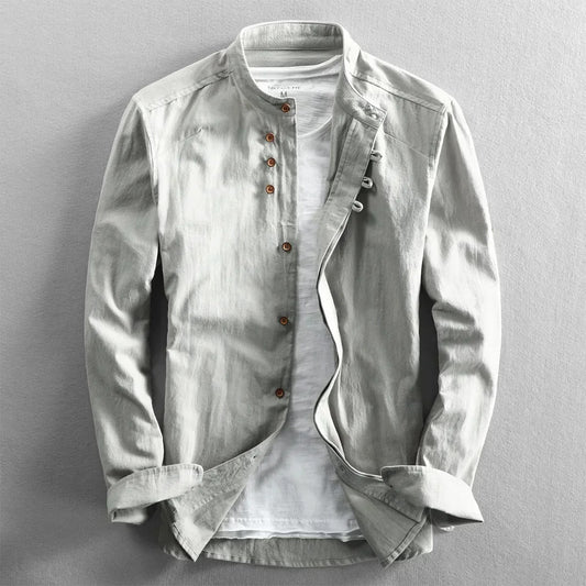 Tevin | Mandarin Collar Long Sleeve Button Shirt
