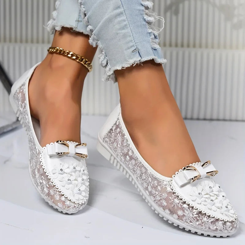 Brielle | Floral Lace Mesh Ballet Flats