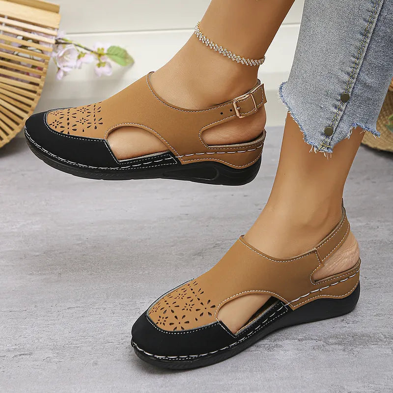 Anesa | Wedge Sandals Closed Toe Cutout Design