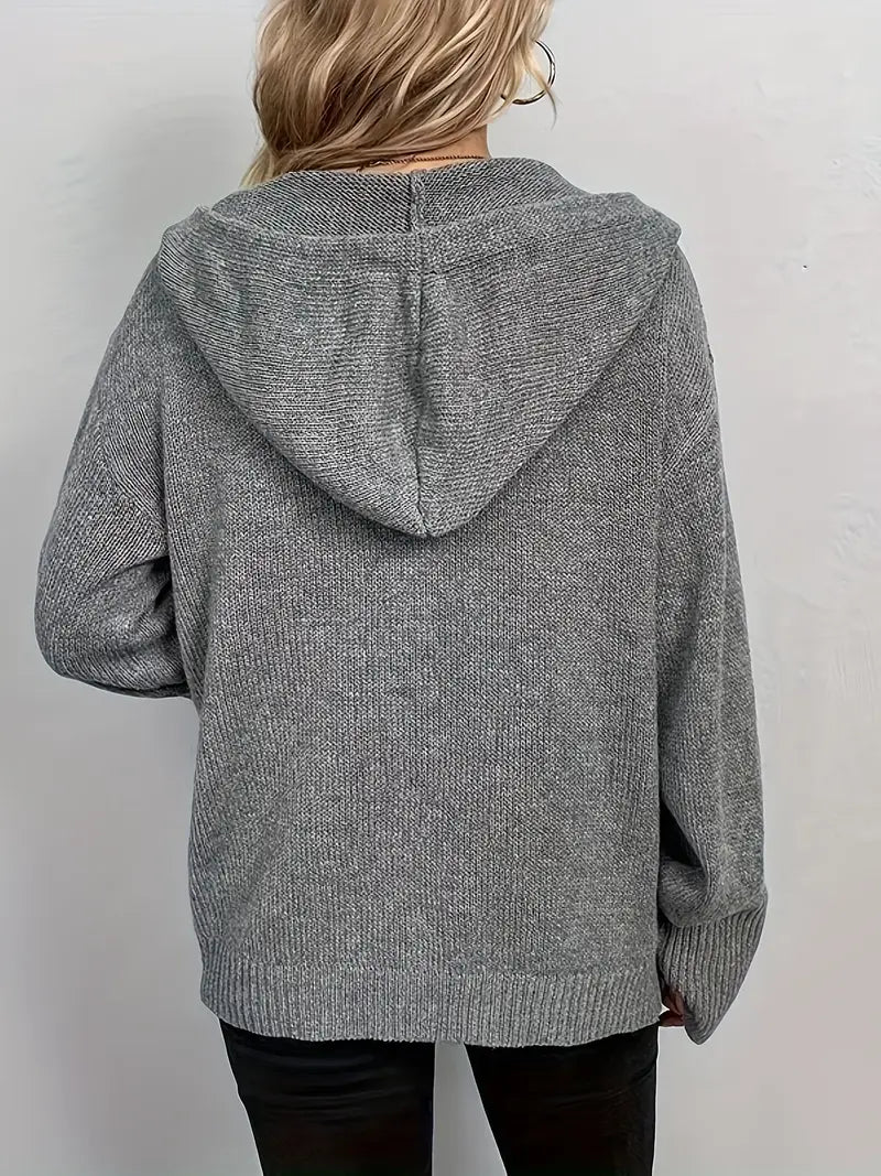 Suthida | Hooded Button Front Knit Cardigan Sweater