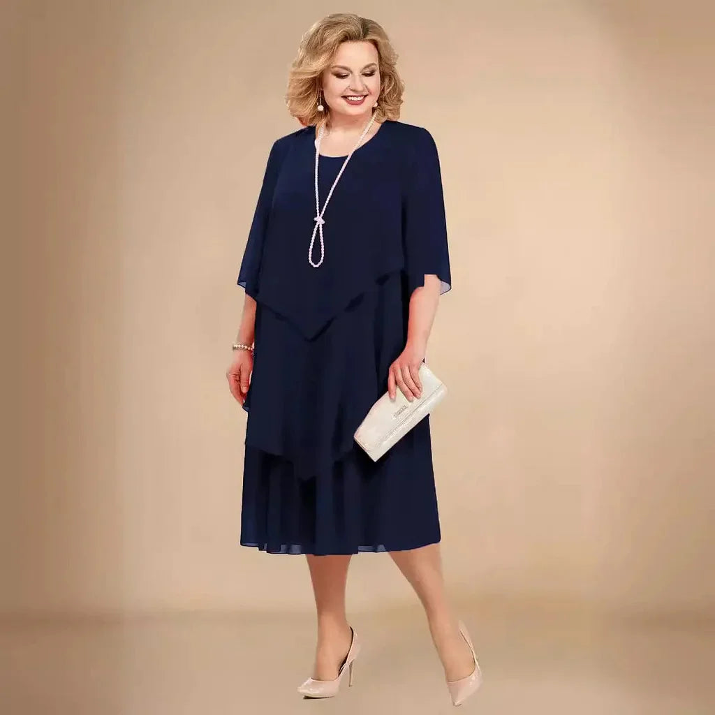 Enedina | Layered Midi Dress Half Sleeve Overlay