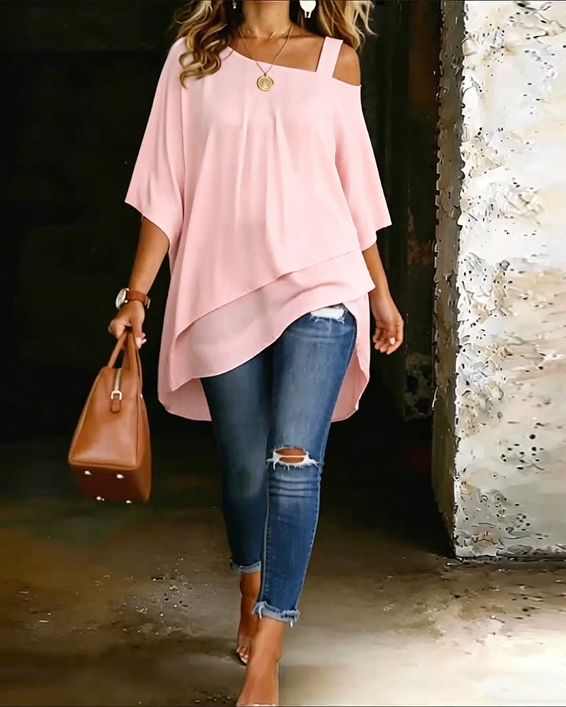 Aurona | Asymmetric Cold Shoulder Tunic Top