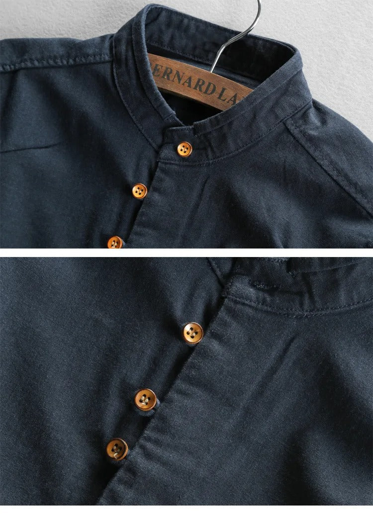 Tevin | Mandarin Collar Long Sleeve Button Shirt