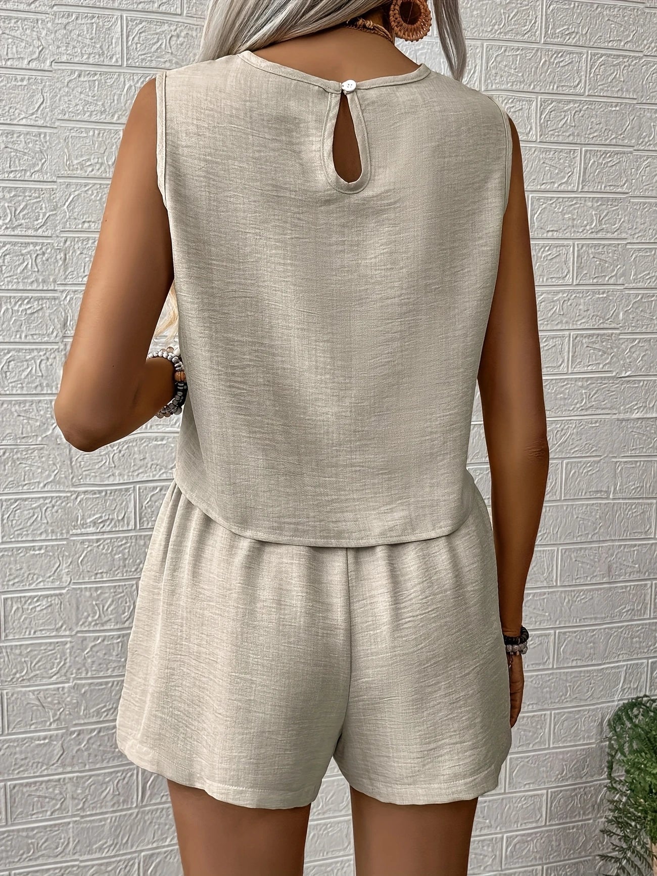 Nella | Sleeveless Round Neck Top Shorts Set