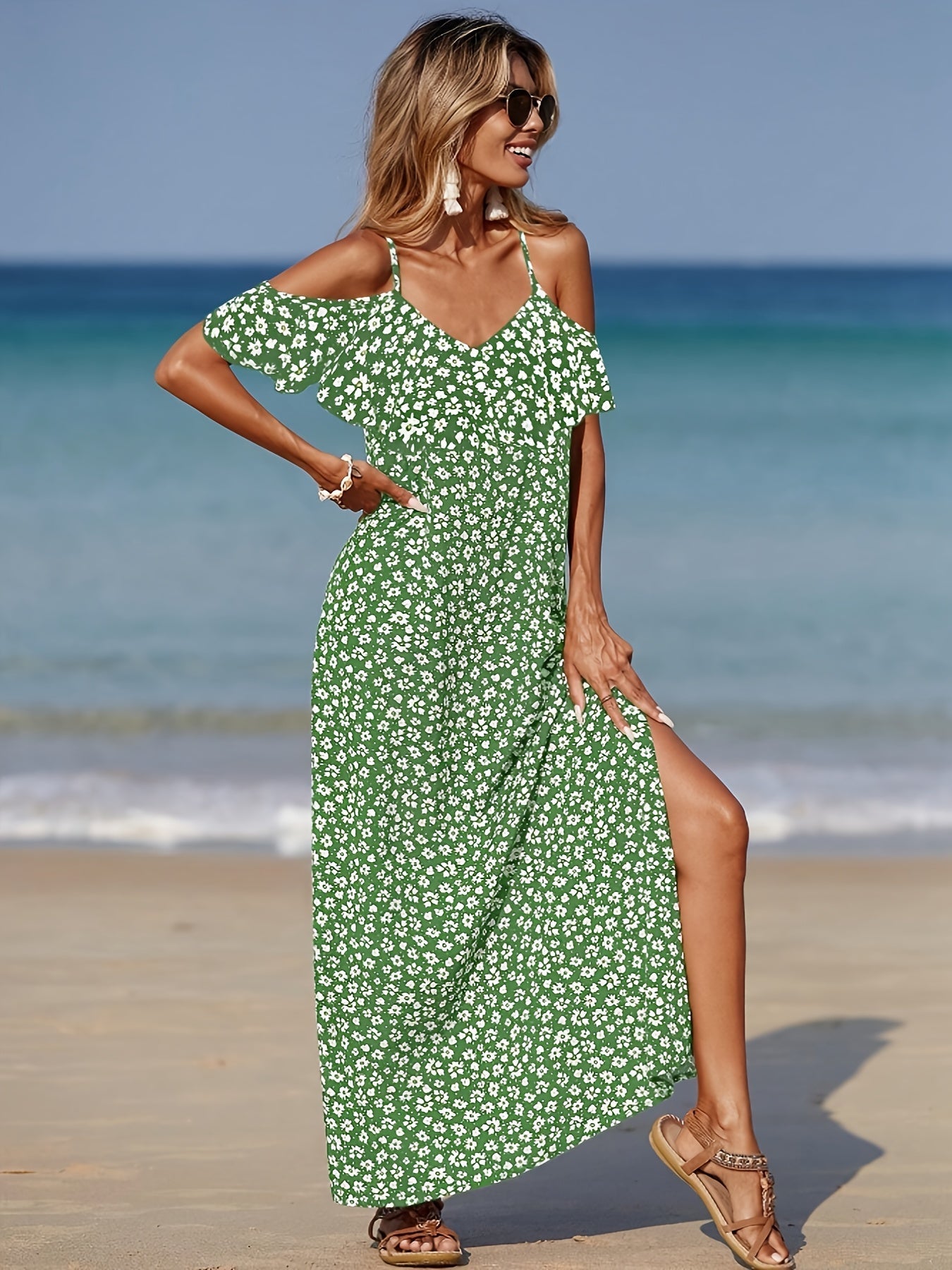 Consuelo |Off Shoulder Floral Print Maxi Dress