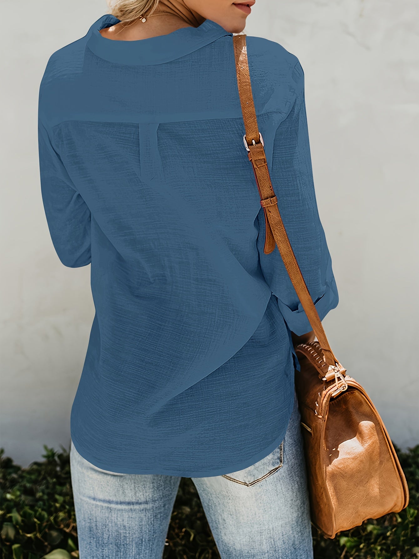 Priscilla | Long Sleeve Button-Up Pocket Shirt Blouse