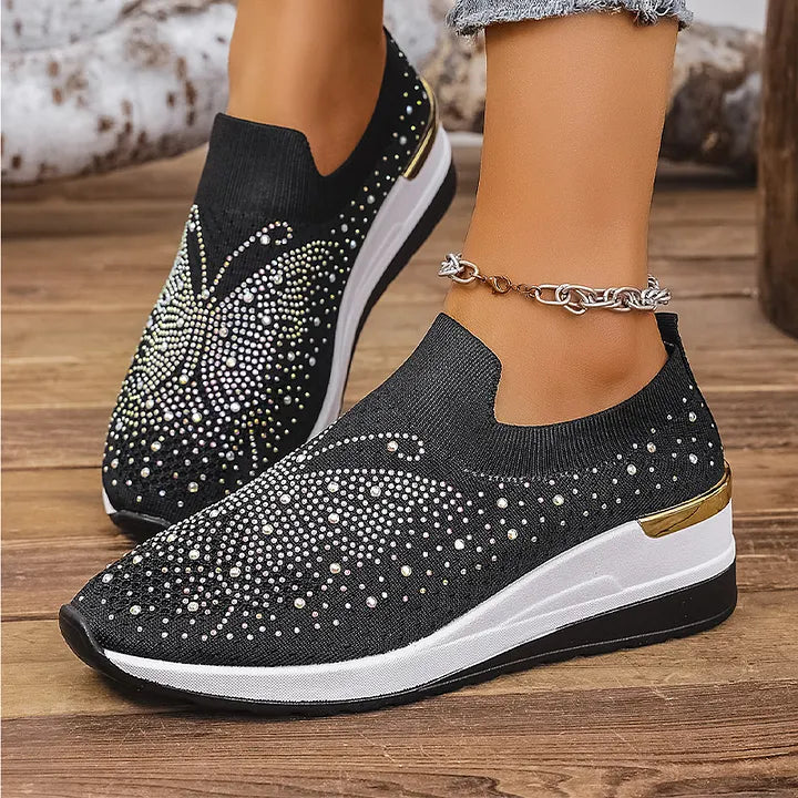 Josia | Slip On Rhinestone Platform Sneakers
