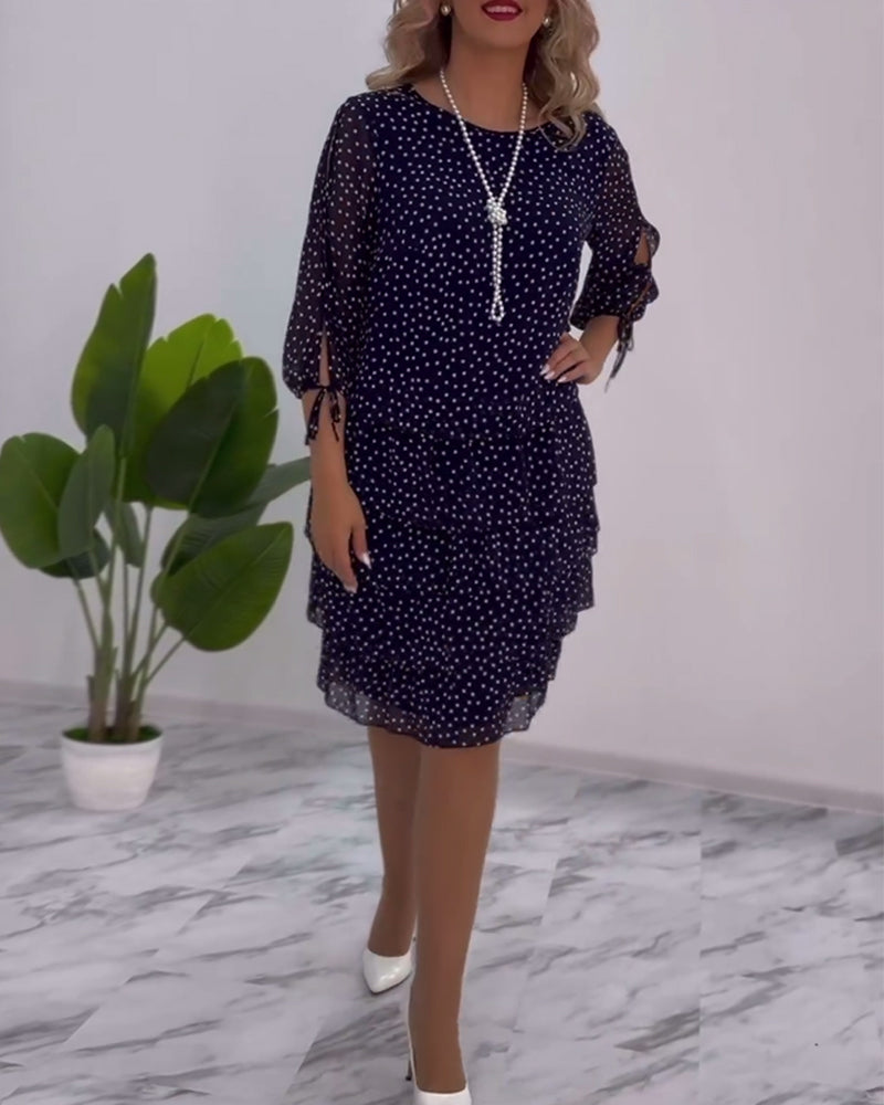 Meirit | Polka Dot Tiered Midi Dress