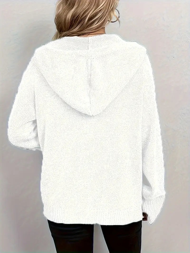 Suthida | Hooded Button Front Knit Cardigan Sweater