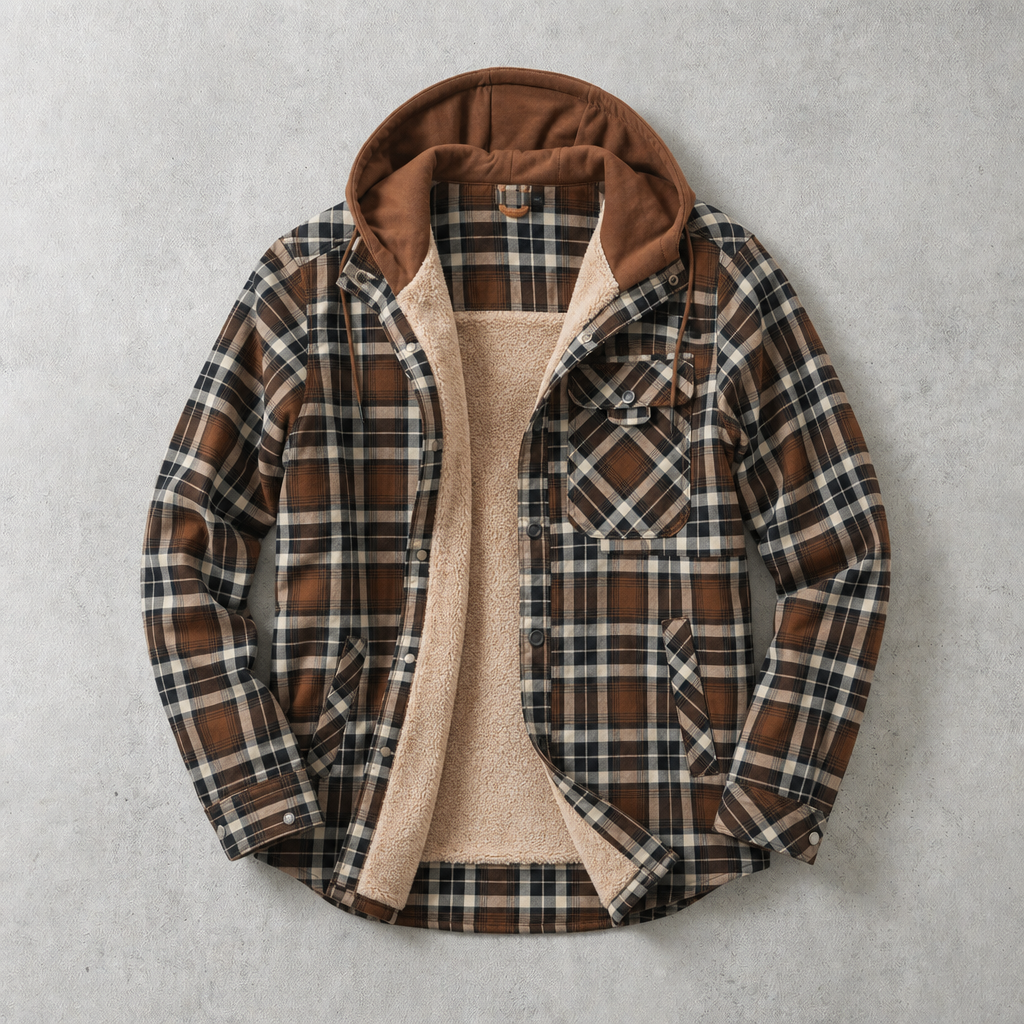 Anderson | Shirt Jacket With Plaid Pattern and Hood