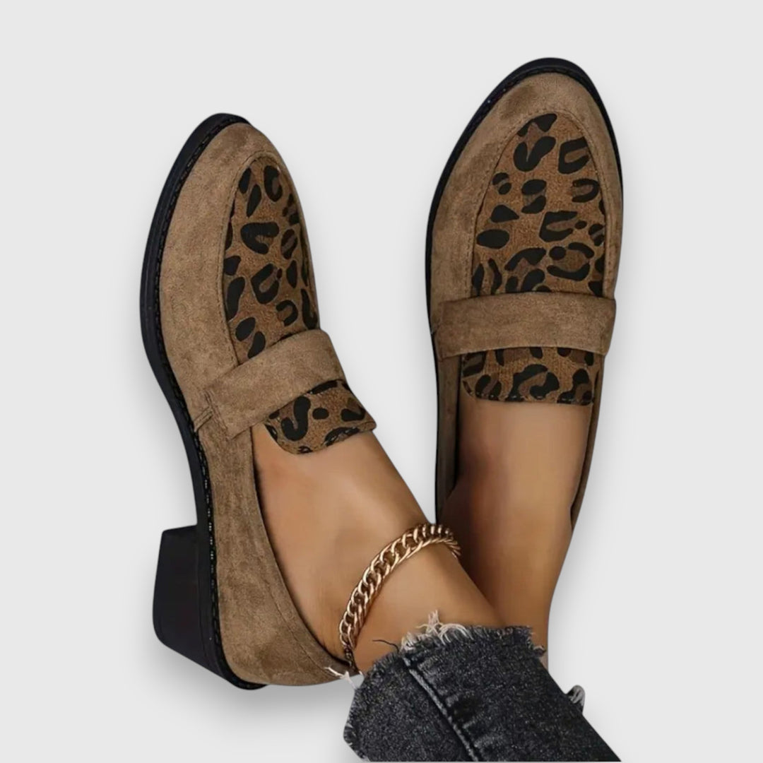 Lucyna | Loafer Shoes Leopard Print Block Heel
