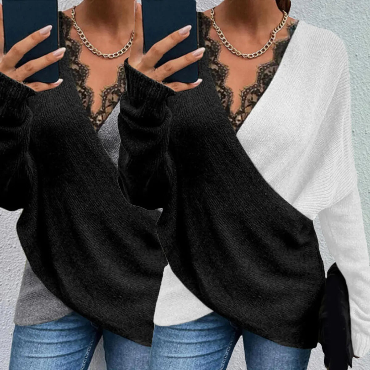 Keira | Long Sleeve Color Block Wrap Sweater