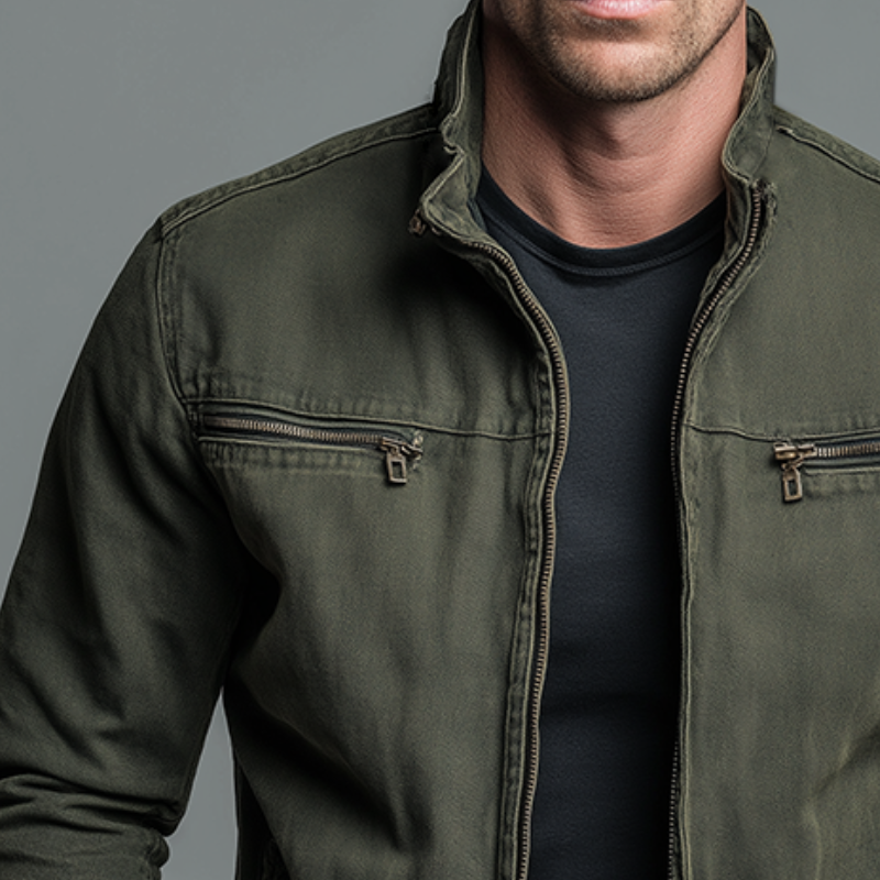 Narick | Jacket Relaxed-Fit Denim-Style with Zippered Pockets