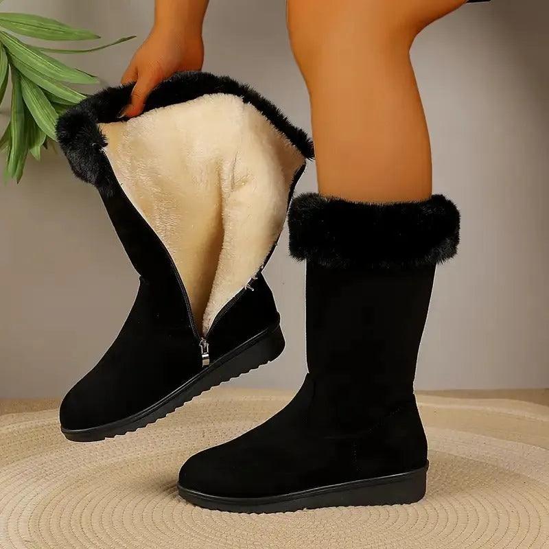 Neah | Boots with Faux Fur Cuff and Zipper
