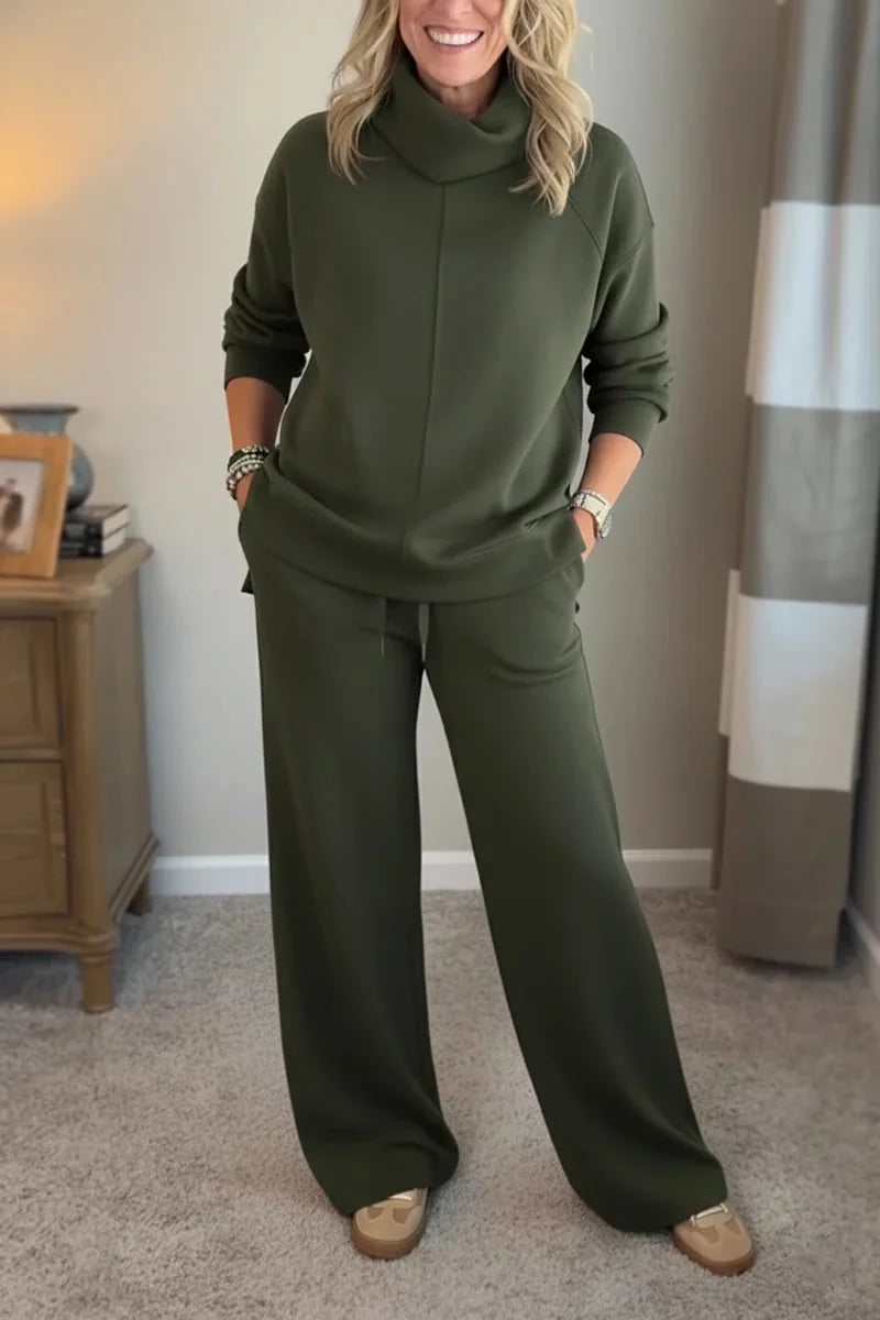 Yardenah | Two-Piece Cowl Neck Wide-Leg Set