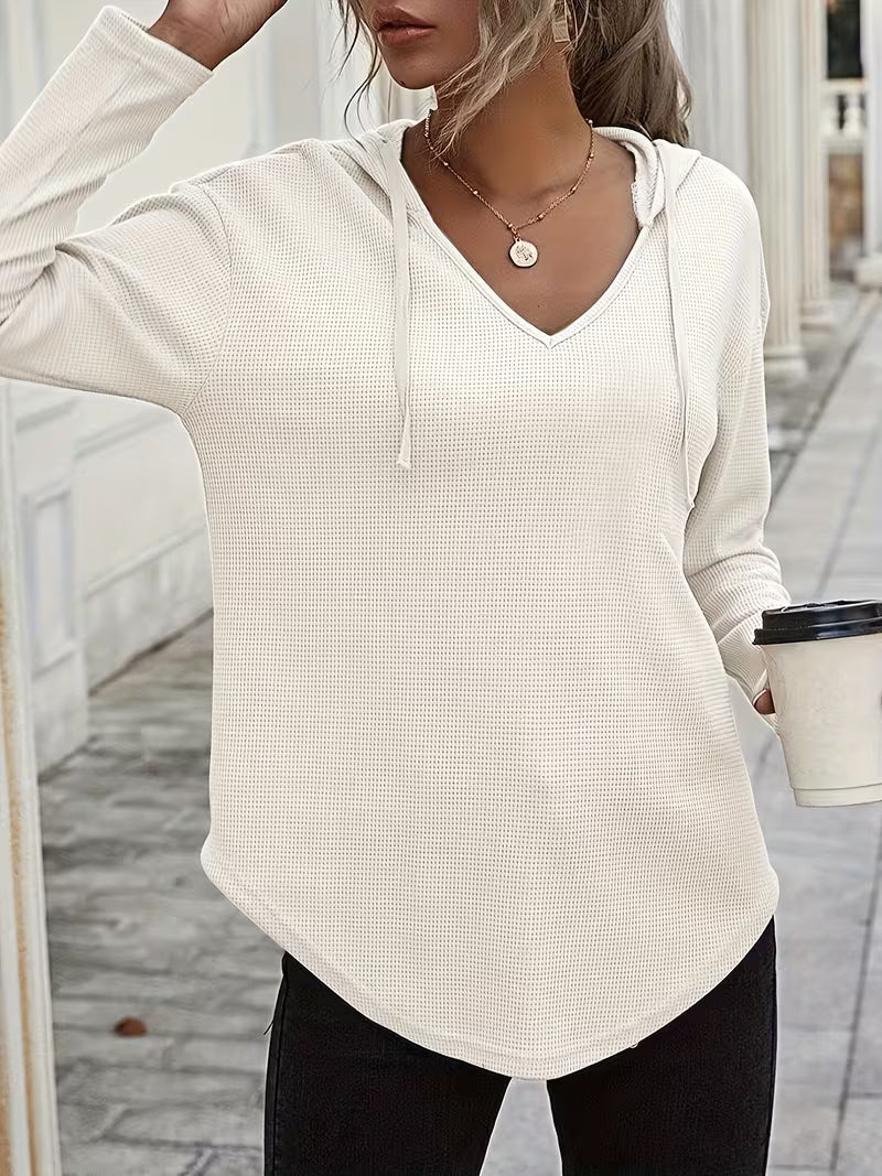 Heydi | Hooded Sweatshirt with V-Neck Curved Hem