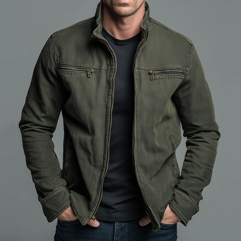 Narick | Jacket Relaxed-Fit Denim-Style with Zippered Pockets