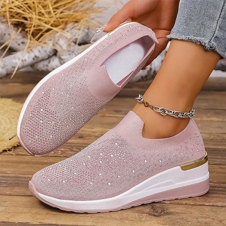 Josia | Slip On Rhinestone Platform Sneakers