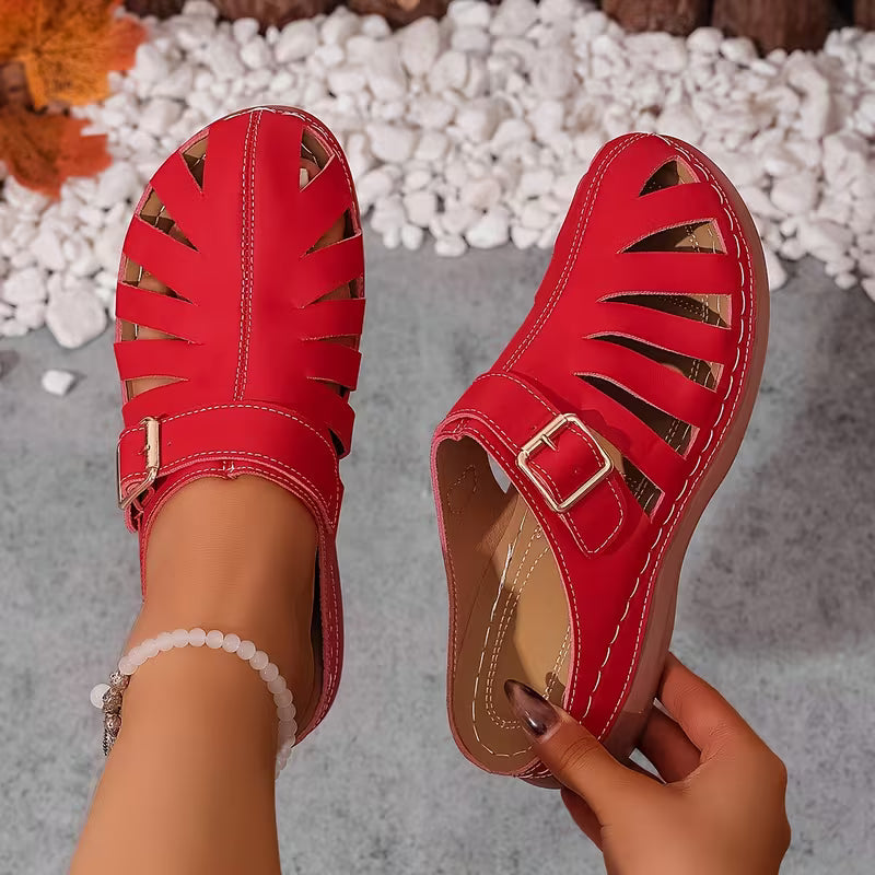 Alvena | Closed Toe Cutout Sandals with Buckle