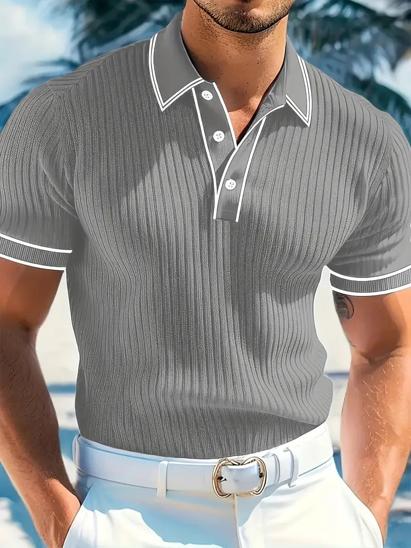 Orestis - Ribbed Short Sleeve Polo Shirt