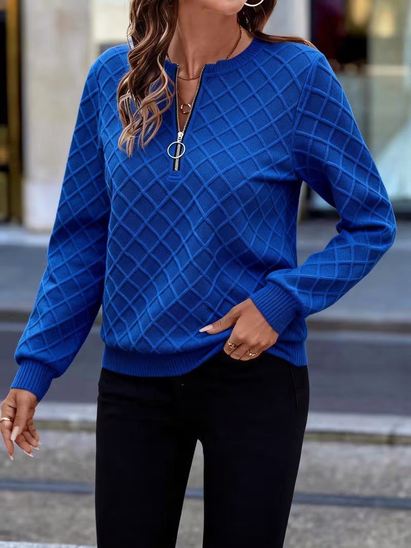 Juliet | Sweatshirt Long Sleeve Textured Zip Neck