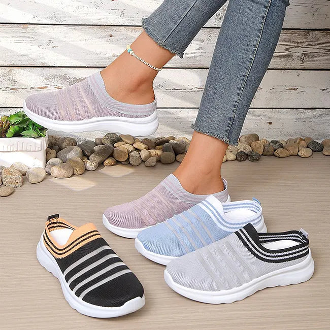 Aleyda | Sneakers Slip On Striped Knit Upper