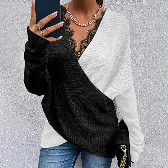 Keira | Long Sleeve Color Block Wrap Sweater