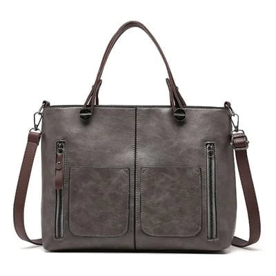 Britney | Leather Shoulder Bag With Front Pockets