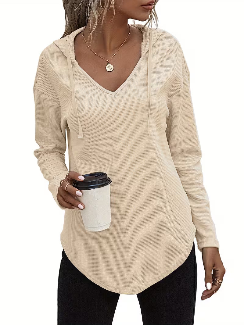 Heydi | Hooded Sweatshirt with V-Neck Curved Hem