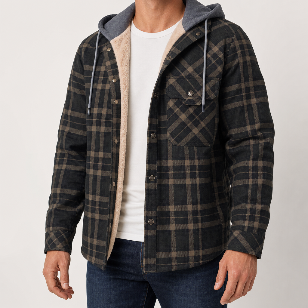 Anderson | Shirt Jacket With Plaid Pattern and Hood