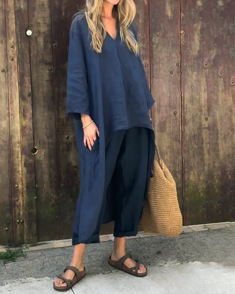 Ximena | Long Sleeve V-Neck Two-Piece Set