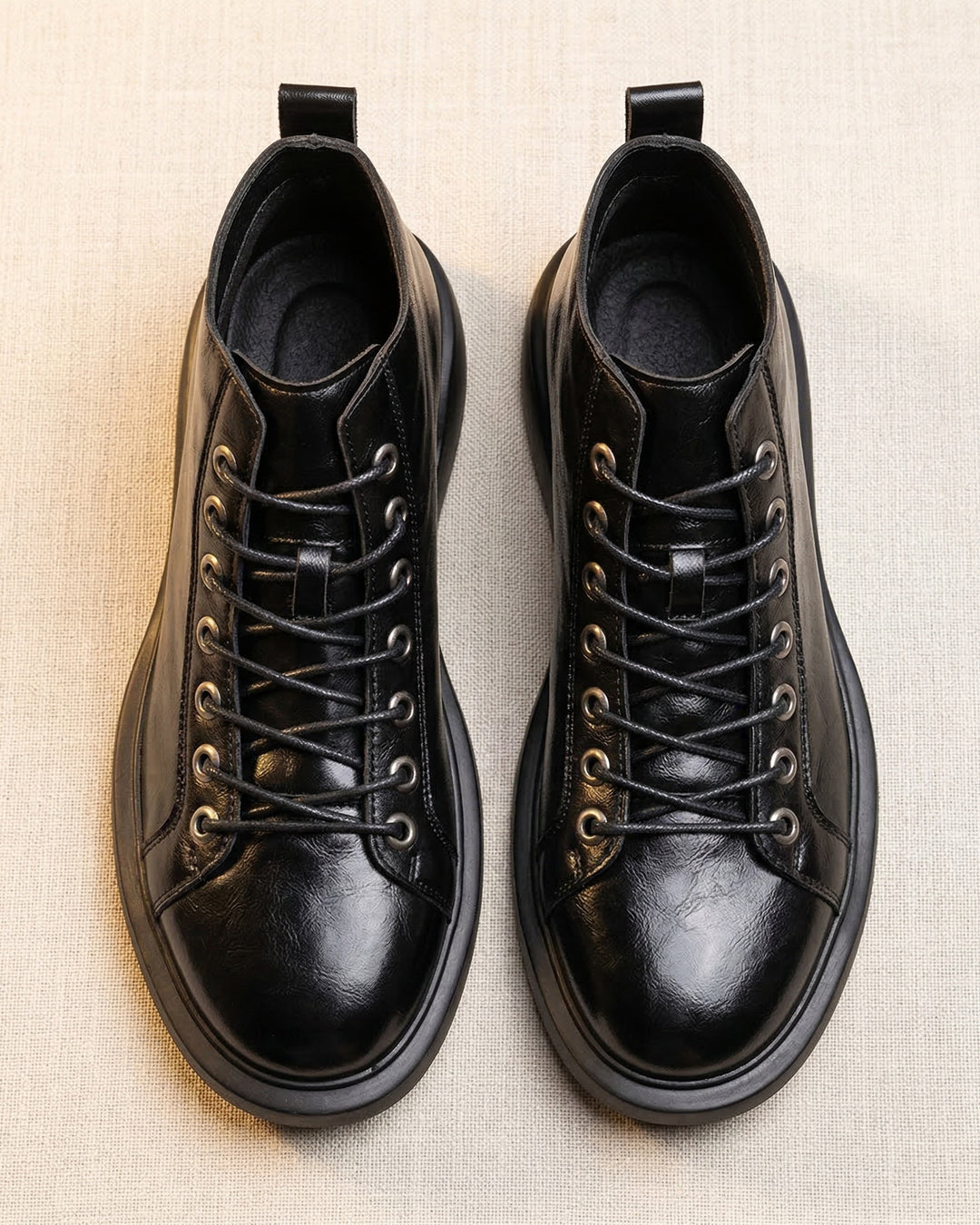 Kervens | Leather-Look Lace-Up Ankle Boots