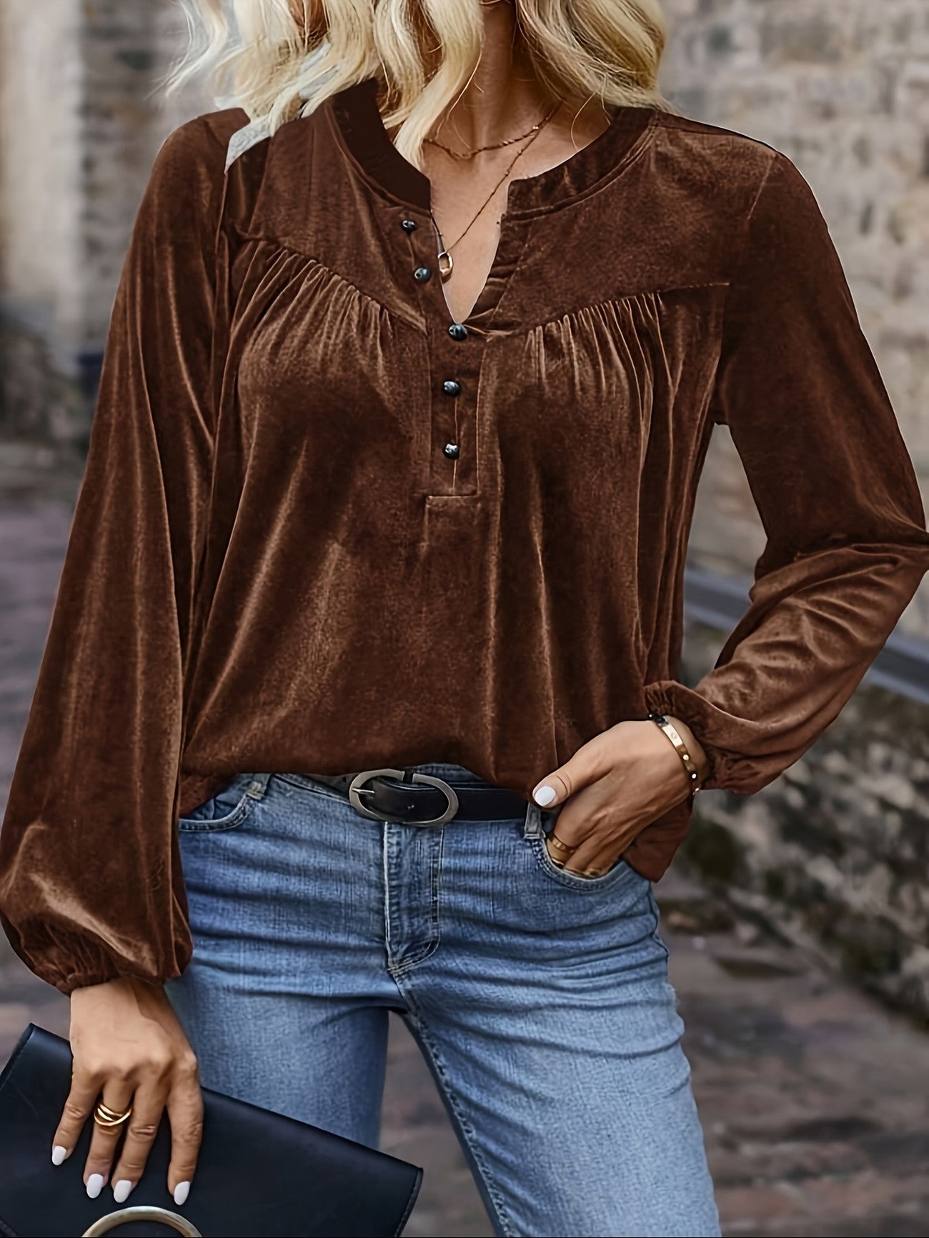 Samiana | Gathered Long Sleeve Shirt in Multiple Colors